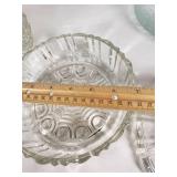 Lot of Vintage Glassware Including Plates, Fan-Shaped Dishes, and a Covered Dish