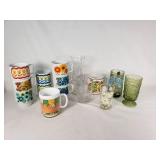 Lot of Vintage Floral and Patterned Mugs and Glassware