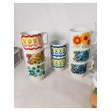 Lot of Vintage Floral and Patterned Mugs and Glassware