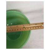 Lot of Vintage Green Jadeite Glass Dinnerware Including Bowls, Plates, and Cups