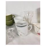 Assorted Mugs and Cups Including Coca-Cola Glass and Floral Creamer