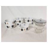 MCM Federal Glass Atomic Starburst Milk Glass Bowls & Glassware Set