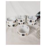MCM Federal Glass Atomic Starburst Milk Glass Bowls & Glassware Set