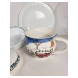 Corelle Dinnerware Lot  including Plates, Bowls, and Mugs with Disney Welch