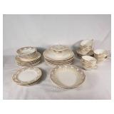 Set of RC Co. Sebring Bridal Gold Dinnerware Made in the USA, it uses 22 KT gold in its design