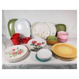 Melamine Dinnerware with Floral and Geometric Patterns, Various Colors and Sizes and Other Plates Too