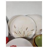 Melamine Dinnerware with Floral and Geometric Patterns, Various Colors and Sizes and Other Plates Too