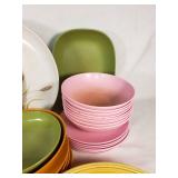 Melamine Dinnerware with Floral and Geometric Patterns, Various Colors and Sizes and Other Plates Too