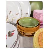 Melamine Dinnerware with Floral and Geometric Patterns, Various Colors and Sizes and Other Plates Too