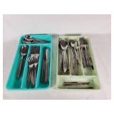 Lot of Silverware in Plastic Organizers