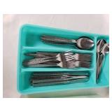 Lot of Silverware in Plastic Organizers
