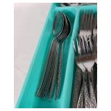 Lot of Silverware in Plastic Organizers
