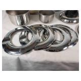 Lot of Kitchen Cookware and Accessories including Roasting Pan, Perforated Trays, Pots, and Lids