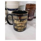 Mug Lot including Mountainside Stoneware and San Antonio River Walk Mug, A&W Root Beer Glass, and Whole Hog Efficiency Mugs
