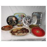 Collection of Vintage Decorative Trays and Platters