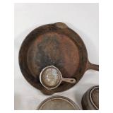 Superflame Cast Iron Skillet Set including Sizes 6 and 8 with Additional Small Ladle