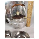 Vintage Aluminum Kitchenware including Bake-King Pans, Grease Kettle, and Utensils