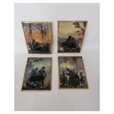 Set of Four Vintage Silhouette Reverse Paintings on Glass - Each 8" tall