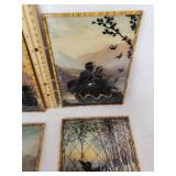 Set of Four Vintage Silhouette Reverse Paintings on Glass - Each 8" tall