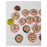 Vintage Novelty Pinback Buttons and Wisconsin Trails Button