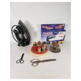 General Electric Vintage Iron, Handy Stitch Handheld Sewing Machine, and Sewing Supplies