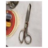 General Electric Vintage Iron, Handy Stitch Handheld Sewing Machine, and Sewing Supplies