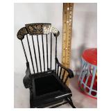 Decorative Home Items Including Black Rocking Chair, Red Music Stand Holder, and Floral Wall Plaques - SHort 8" tall