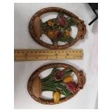 Decorative Home Items Including Black Rocking Chair, Red Music Stand Holder, and Floral Wall Plaques - SHort 8" tall