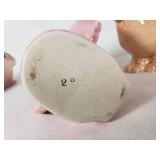 Vintage SMall Ceramic Animal Planters and FIgurine - Pink Rabbit, Peacock & Chicken