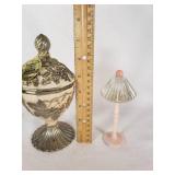 Vintage Richards Giftware Lidded Candy Dish & Miniature Lamp Perfume Bottle
