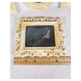 Set of 4 Vintage Ornate Picture Frames with Floral and Religious Prints