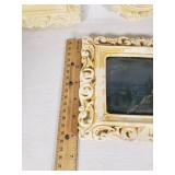 Set of 4 Vintage Ornate Picture Frames with Floral and Religious Prints