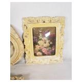 Set of 4 Vintage Ornate Picture Frames with Floral and Religious Prints
