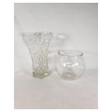 Clear Glass Vase and Fishbowl Set