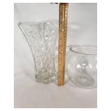 Clear Glass Vase and Fishbowl Set