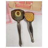 Pink Depression Glass Vanity Set with Mirror and Brush