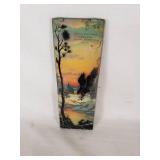 Lake Lillian Farmers Elevator Co. Vintage Metal Thermometer featuring a scenic design with an eagle and trees