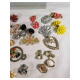 Vintage Jewelry Collection including Brooches, Earrings, and Rings