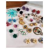 Vintage Jewelry Collection including Brooches, Earrings, and Rings