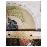 Antique Decorative Plate with Child and Dog Illustration in Original Box