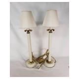 Set of Two White and Gold Table Lamps with Shades