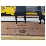 Vintage Reverse-Painted Silhouette Ford Advertising Art â Wm. R. Johnson Motor Sales, Lake Lillian MN