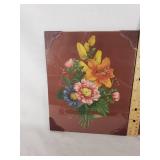 Vintage Floral and Landscape Artwork Collection including Chirat Signed Print and Framed Scenic Painting