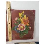 Vintage Floral and Landscape Artwork Collection including Chirat Signed Print and Framed Scenic Painting