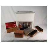 Shoe Shine Box with Brushes and Polishes