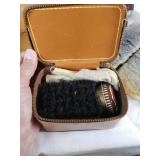 Shoe Shine Box with Brushes and Polishes