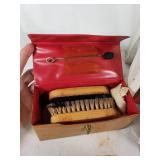 Shoe Shine Box with Brushes and Polishes