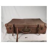 Vintage Leather Suitcase with Key