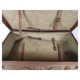 Vintage Leather Suitcase with Key