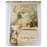 Baptism Certificate with Dove and Floral Design - 1896